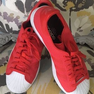 Adidas Men’s Superstar Shoes, Size 11, Red/White